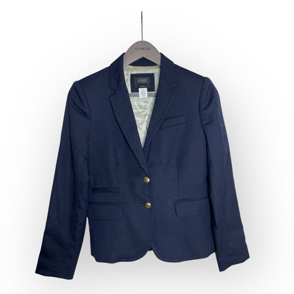 J. Crew Dark Navy Schoolboy Wool Blend Blazer Jacket Size 0